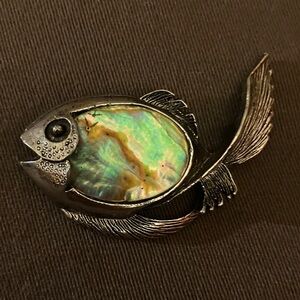 Sterling Silver Abalone Fish Brooch